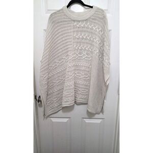 Abercrombie & Fitch Women's Pancho Fisherman Cable Knit Sweater M/L Cream Pullov